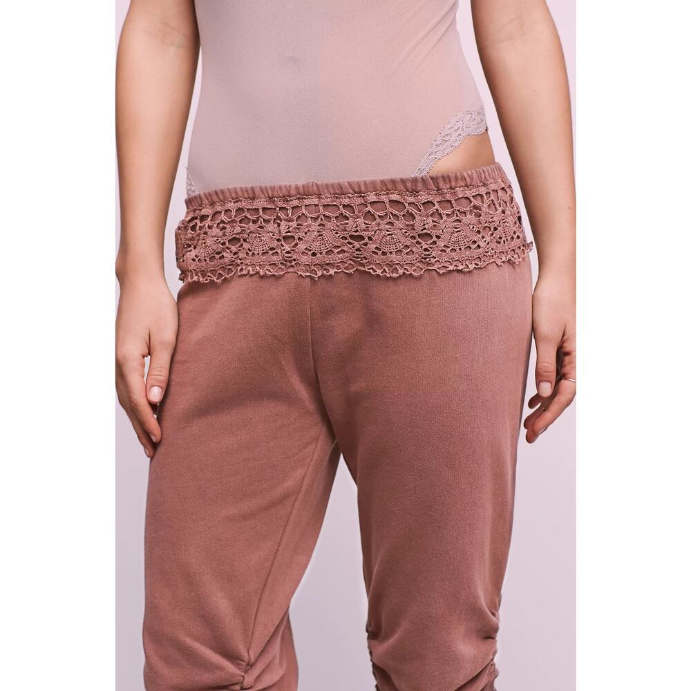 FP One Free People Dance Pant Ruched Lace Crochet Low Rise Prairie Cottagecore - Picture 11 of 11